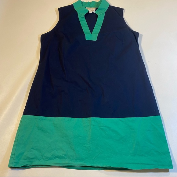 Sail To Sable Size XL Navy Blue & Kelly Green Color Block Sleeveless Shift Dress - Picture 3 of 8